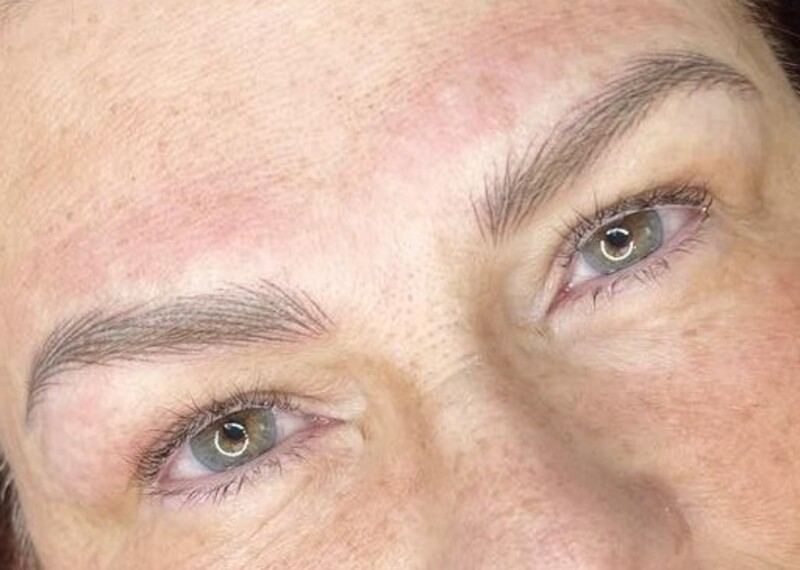 Close-up of a client's natural-looking hair-stroke brows
